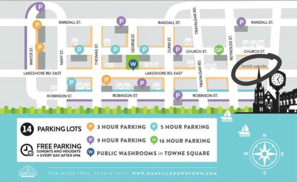 where to park for Fortelli Salon Oakville