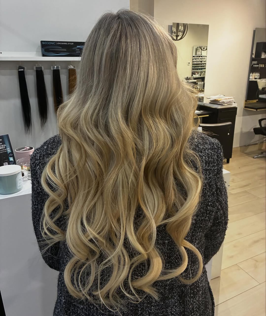 grey hair blending with highlights