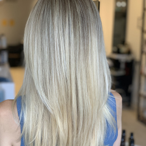 blonde highlights Fortelli hair salon oakville